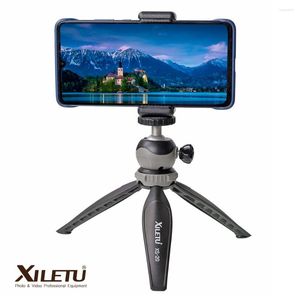 Tripods Xiletu XS-20 Mini Desktop Little Phone Stand Tabletop Tripod voor vlog spiegelloze camera slim met afneembare balkop