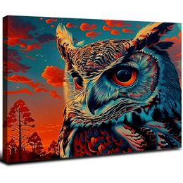 Trippy Psychedelic Owl Trip Canvas Art - Decor Decor Wall Art Print Pouleur