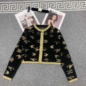 Triumphal Arch Sweater -ontwerper Celieen topkwaliteit luxe mode herfst gouden boog letter kralen ronde nek contrast kleur lange mouwen gebreide vest -stijl jas