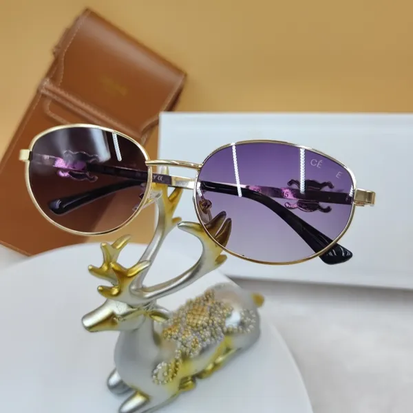 Lunettes de soleil Triumphal Designer de qualité supérieure jambes miroir en alliage violet à la mode lunettes de soleil rétro pour femmes nouvelles lunettes de soleil ovales pour hommes sexy petites femmes avec boîte-cadeau