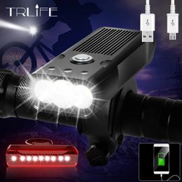 TRLIFE 5200mAh Fietslicht 3 * L2/T6 USB Oplaadbare Fietslamp IPX5 Waterdichte LED-koplamp als Power Bank Fietsaccessoires 240322