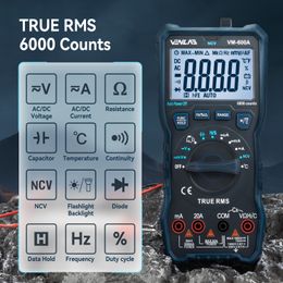 TRMS Large AU-To Digital Multimètre Auto Range Fast Mesure avec précision Multimetro 1000V 20A AC DC OHM HZ NCV Live Tentage Mettage