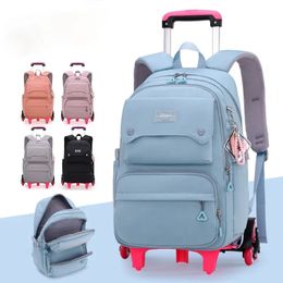 Trolley Children School Sacs Mochilas Kids Backpacks With Wheel Buggage Girls Princess Backpack Backbag Kids Schoolbag 240429