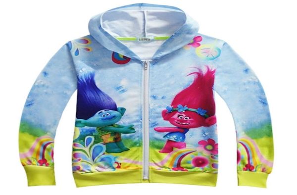 Veste trolls pour les enfants filles hors vêtements pour filles caricatures Cartoon Costumes de trolls Boys Girl T-shirts Enfants039s Sweatshirts T7354242