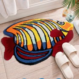 Alfombra bordada con peces tropicales, alfombra para el baño, alfombra para el área de la sala de estar, Felpudo de baño, alfombrillas antideslizantes absorbentes, decoración del dormitorio 240108