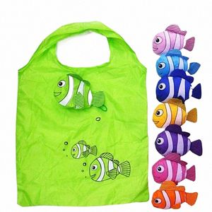 Bolsa plegable de pescado tropical bolso ecológico reutilizable Lindos estampados de animales de viaje bolso de comestibles bolsas de almacenamiento para mujeres 88S8#