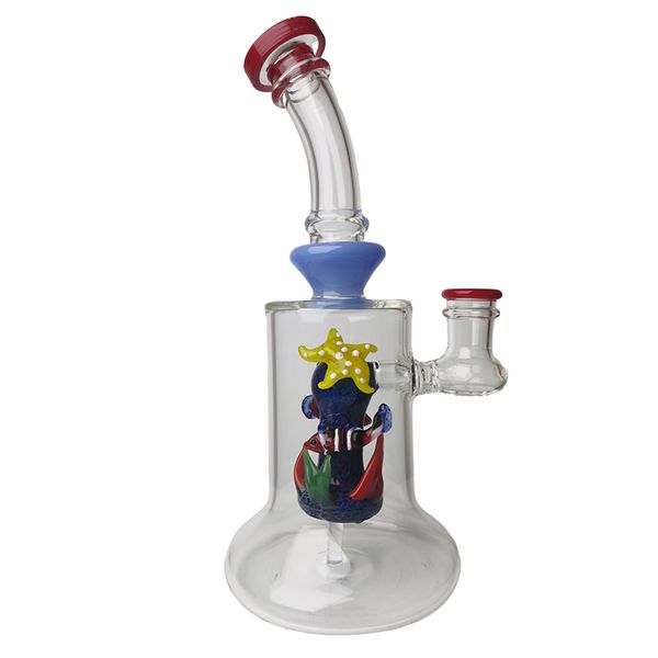 Poissons tropicaux narguilés verre Bong recycleur fumer tuyau d'eau Dab Rig 21 cm hauteur avec joint de 14 mm