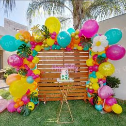Tropical Flamingo Balloons Garland Kit Green Rose Baby Shower Hawaiian Aloha Birthday Party Decorations Supplies 231227