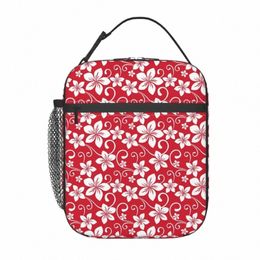 Sac à lunch isolé floral tropical pour unisexe rouge Frs boîte à lunch Casual pique-nique sac isotherme fourre-tout portable sacs alimentaires Noël 57Wc #