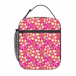 Bolsa de almuerzo floral tropical para niños Pink FRS Lunch Box Escuela Portable Bolsas de comida aisladas Oxford