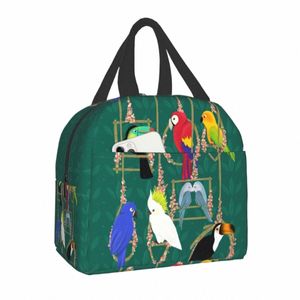 Tropical Getaway Parrot Birds Lunch Bag Portable Cooler chaud isolé boîte à lunch pour femmes enfants école fourre-tout pique-nique sac de rangement g0r8 #