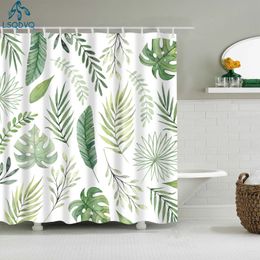 Rideaux de douche de la plante verte de la plante verte tropicale rideaux de salle de bain frabic rideau de salle de bain polyester avec crochets 240320