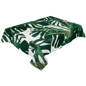 Feuilles de jungle tropicale Monstera Green White imperméable nappe de table basse de cuisine pour le salon