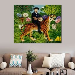 Tropische landschappen Art Henri Rousseau schilderij Tiger The Dreams Canvas Artwork handgemaakte hoge kwaliteit wanddecoratie