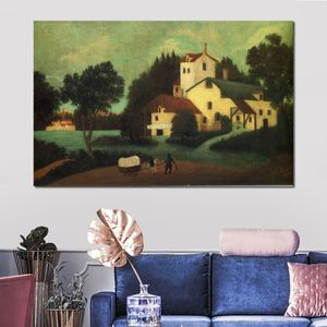 Paysages tropicaux Art Henri Rousseau peinture Wagon devant le moulin toile oeuvre à la main de haute qualité décoration murale