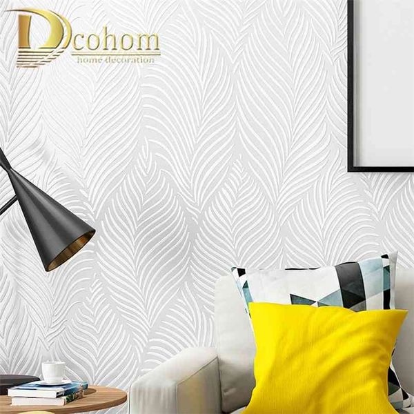 Feuilles tropicales blanches rayures géométriquestexture décoration de la maison papier peint moderne rouleaux de papier peint pour chambre à coucher murs de salon 210722