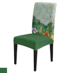 Housse de chaise en forme de fleur de colibri Monstera tropicale, housse de siège extensible en spandex pour la maison, le bureau, la décoration de chaise de bureau, ensemble 240104