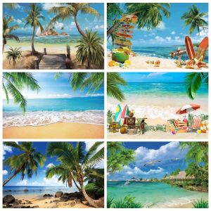 Tropical Ocean Beach achtergrond Zomerzeer Palm Tree Baby Birthday Travel Holiday Party Fotografie Achtergrond Foto Studio