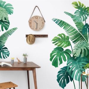 Tropische planten schildpadblaadje muursticker frisse strand palm liet kunst sticking deur muurdecoratie voor woonkamer keuken huisdecor T200601