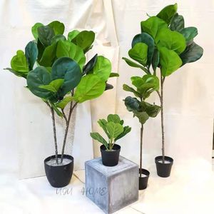 Plantas tropicales Gran rama de árbol ficus artificial toque real hojas de palma falsas de hojas de palma para la oficina del jardín doméstico 240325