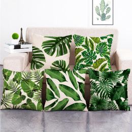 Tropische planten vierkante deksel kussensloop kussen kussensloop stoel decor 18inch kussen/decoratief