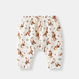 Pantalones 0-3t recién nacidos bebés y niñas ropa de algodón estampado animal pantalones lindos recién nacidos juego de fondo d240517