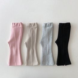 Pantalon 1 6T Pakaian Bayi Perempuan Anak Balita Celana Potong Bot Split Katun Mode Solide Panjang Imut Streetwear Elegan Flare 230426