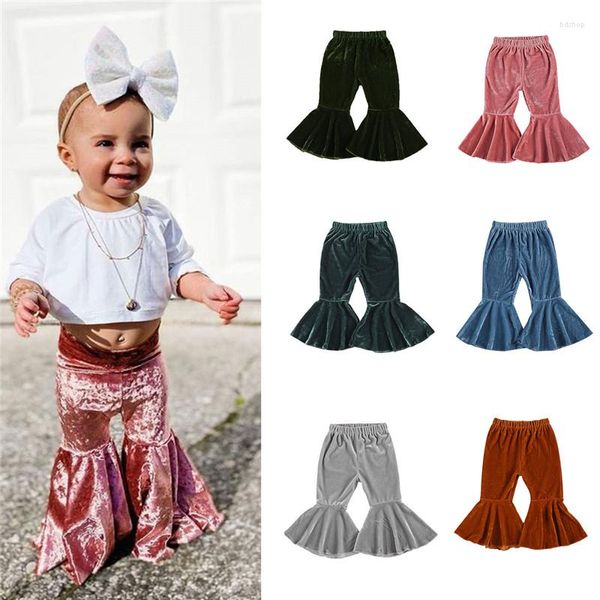 Pantalon 1-6Y mode né enfant en bas âge bébé filles cloche bas velours pantalons décontractés taille élastique enfants enfants longue Flare