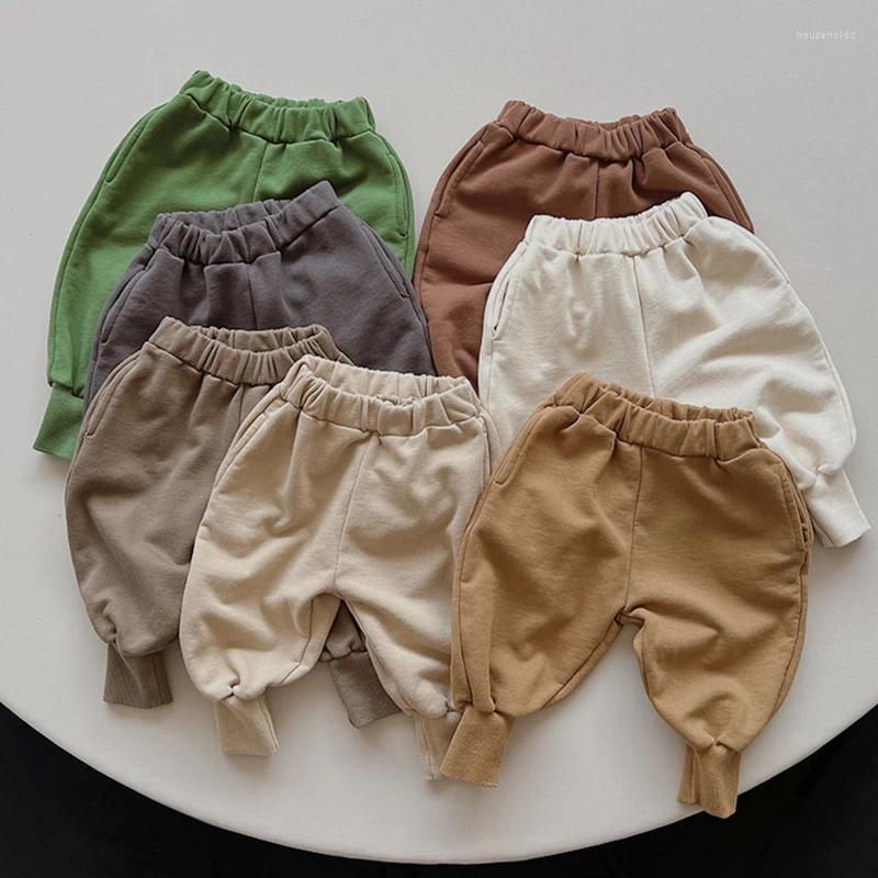 Trousers 1-6Yrs Kids Casual Pant Children Cotton Solid Color Elastic Waist Korean Style Spring Autumn Baby Boys Girls Pants