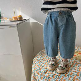 Pantalons 1086C enfants Denim pantalon 2023 décontracté ample garçon jambes larges Knickerbockers 1-9 ans fille