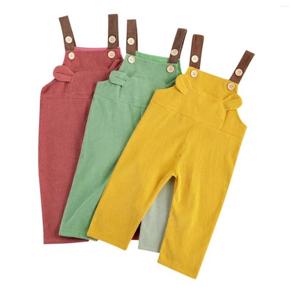 Pantalones 2-6 años para niños pequeños, mono de pana de Color sólido, pantalones con tirantes, parte inferior con babero, trajes de otoño e invierno