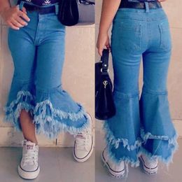 Broek 2 7y Celana Jeans Wanita Modis Panjang Flare Kaki Lebar Balita Baru Setelan Rumbai Bayi Lucu 230426