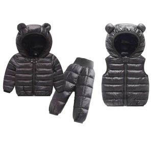 Broek 2021 Winter Babykleding Sets Baby Girl Boy Warm Snowsuit Coats Ski Set Kinderen Warm Hooded Down Jackets Pants Vesten 3 PCS Pakken