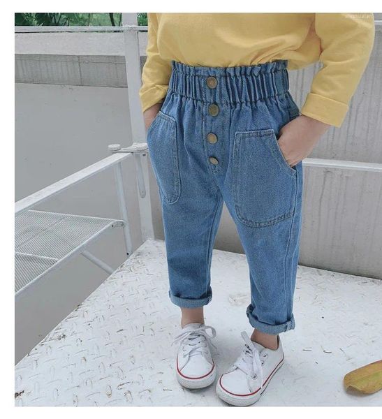 Pantalon en jean pour filles de 1 à 6 ans, à la mode, mignon, polyvalent, personnalisé, décontracté, Style à quatre boutons, pour garçons, automne 2023