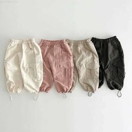 Pantalon 2023 Automne nouveau bébé pantalon lâche garçons et filles pantalon décontracté pantalon de mode solide de marchandise bébé et pantalon de sport préscolaire