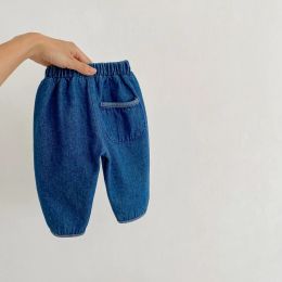 Pantalones 2023 Autumn Baby Baby Soft Denim Pants Pantalones sólidos Pantalones informales Pantalones para niñas para niños