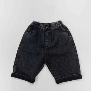 Broek 2023 herfst nieuwe ldren solide broek mode jongens vintage jeans kinderen meisjes losse harembroek baby casual broek kinderkleding H240508