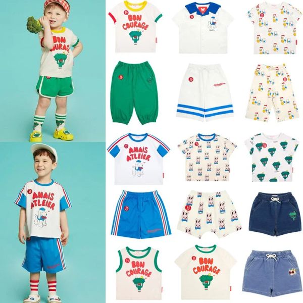 Pantalon 2023 bebe coréen bébé manche courte tee mignon short enfants pantalon large pantalon enfants garçon fille vêtements carton tshirts