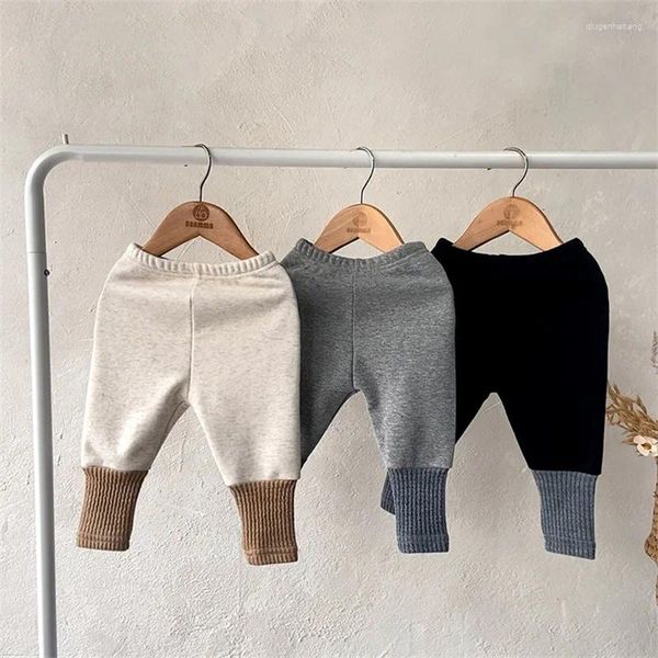 Pantalons 2023 filles garçons mode simple contraste couleurs leggings automne hiver épais chaud bas partie pantalon pour enfants enfants bébé