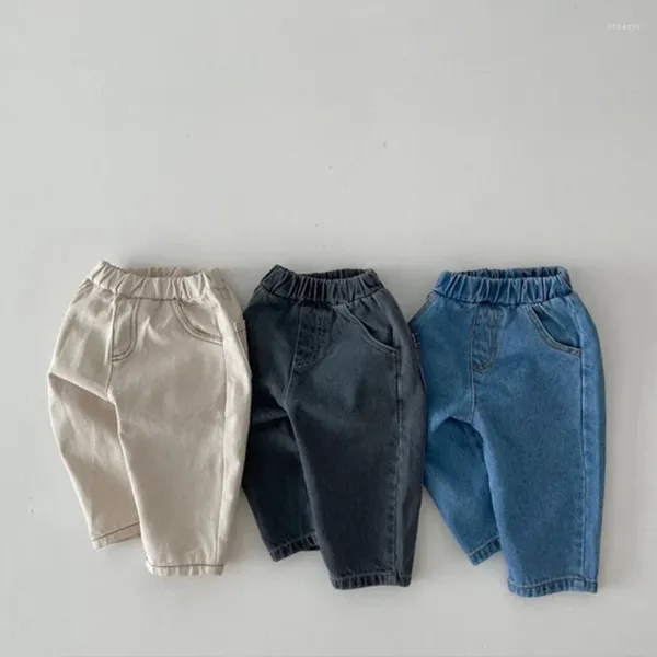 Pantalones 2023 para niños pequeños, pantalones vaqueros para bebés, pantalones vaqueros informales sólidos para niñas de primavera, ropa de moda de algodón puro para niños de 0 a 24 meses