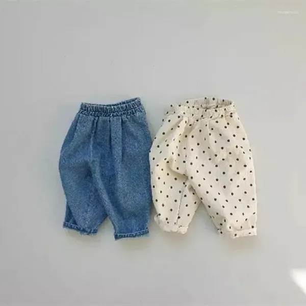 Pantalones 2024 otoño bebé suelto Denim infantil niño Casual Harem pantalones moda niños versátil bolsillo Jeans ropa para niños