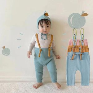 Broek 2024 Baby Meisje Jongen 3-24M Baby Jumpsuit Peuter Gebreide Panty Geboren Jarretelbroek Effen Kleur Hoge Taille Overall Legging