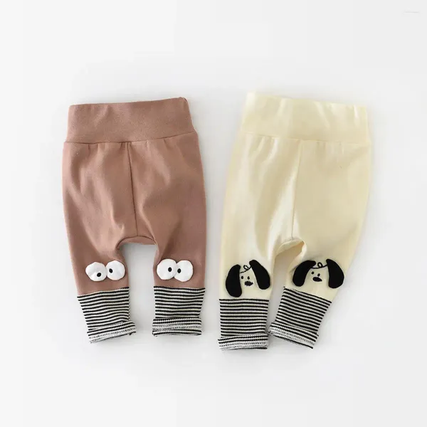 Pantalon 2024 mode infantile printemps mince dessin animé leggings garçon fille enfants taille haute épissage rayé pantalon bébé coton décontracté