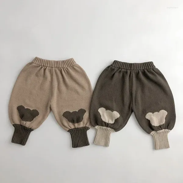 Pantalones 2024 primavera niños sueltos lana niño niña Vintage oso linterna pantalones moda niños Casual ropa para niños