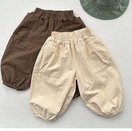 Pantalones 2024 primavera verano pantalones y pantalones de niñas otoño para niños suelto color sólido simple