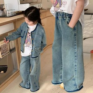 Pantalon 2024 styles filles pantalon denim garçons en coton mode printemps 3-8 ans
