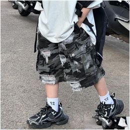 Broek 2024 zomer Koreaanse editie jongen camouflage stierf werkkleding casual broek en kinderen shorts drop levering baby kinderen moederschap c dhwg1