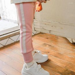 Pantalons d'hiver pour enfants, Leggings à bretelles verticales à la mode avec peluche, pantalon de protection décontracté, 2024