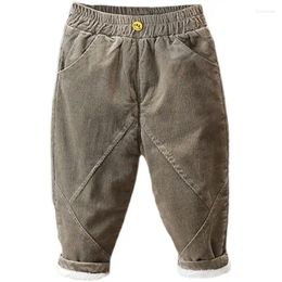Pantalones 2024 pantalones de algodón cálidos de invierno para niños de 2 a 8 años, pantalones sólidos informales deportivos de lana para niños