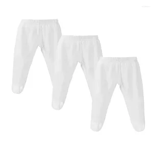 Broeken 3 stuks sets babybroeken 0 tot 12 maanden jongens meisjes katoenen leggings effen kleur bindvoet elastische taille outfits